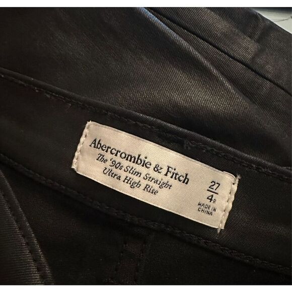 Abercrombie & Fitch 90’s Slim Straight Ultra High Rise Coated Pants Sz 4 - Picture 3 of 5
